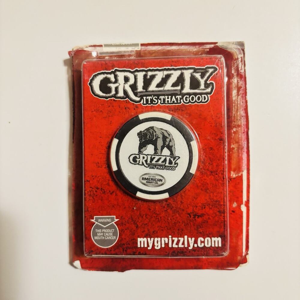 Vintage Grizzly Playing Cards and a Grizzly Chip. Cards Sealed.